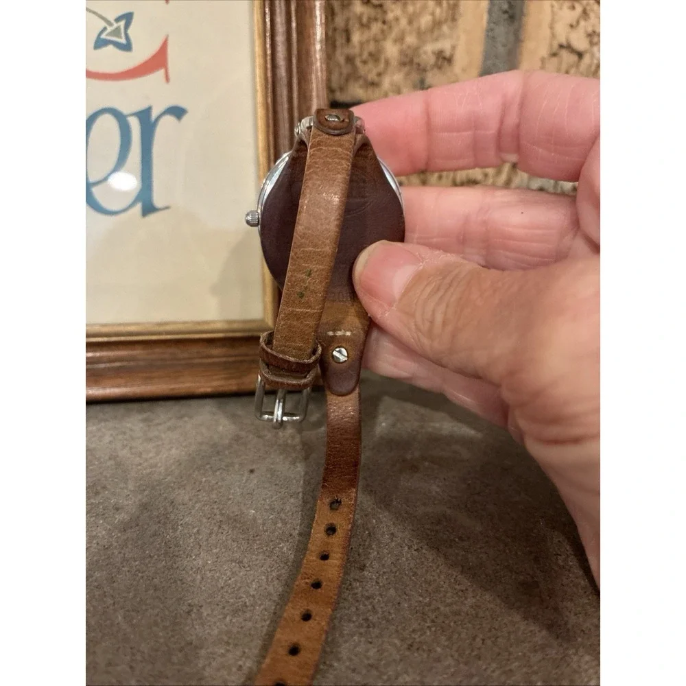 Fossil Georgia ES3060 Women's Slim Brown Leather Strap Analog Silver Dial Watch